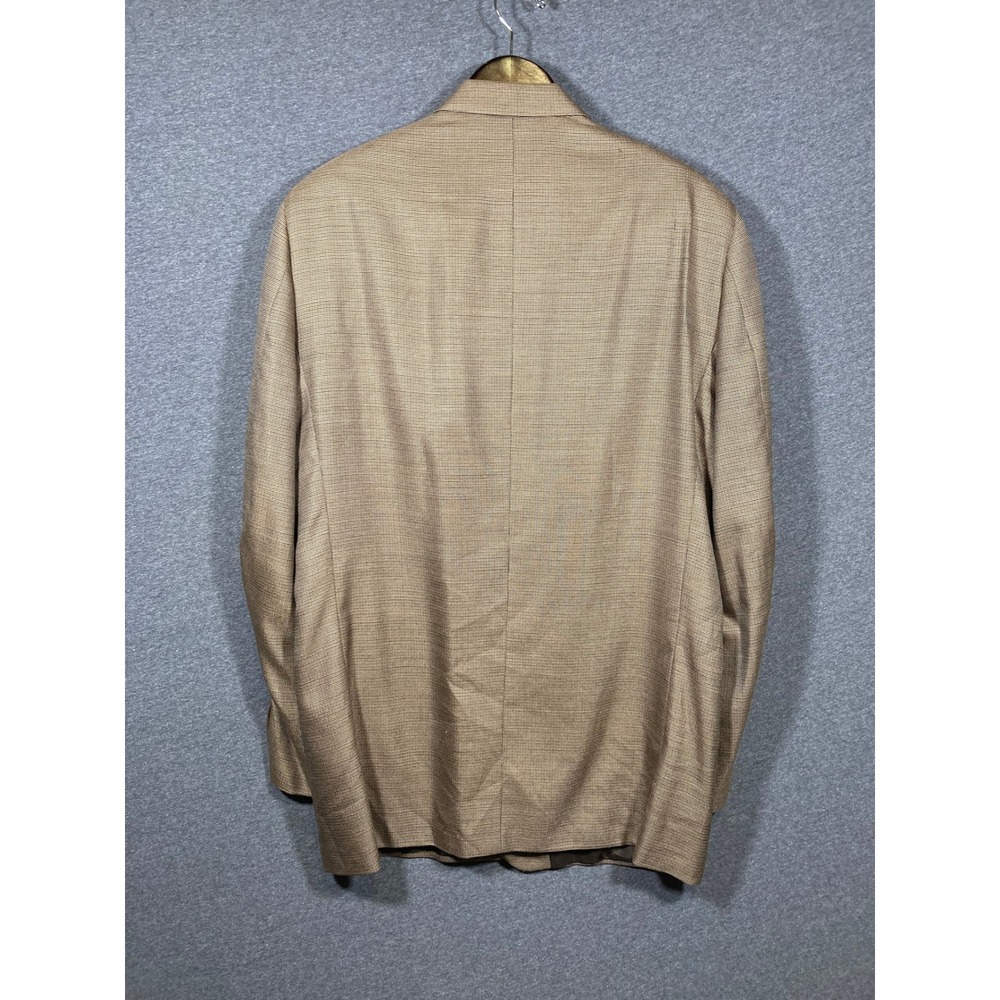 Andrew Fezza Fusion Mens Tan Brown Micro Check 3 Button Blazer Sport Coat 42L - Picture 3 of 11